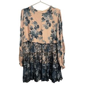 Penelope Rose Floral Rose Long Sleeve Boho Lined Dress Size 1X
